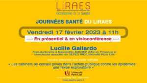 Les cabinets de conseil privés dans l’action publique contre les épidémies : une revue exploratoire @ Campus Saint Germain - LIRAES