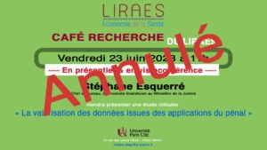 La valorisation des données issues des applications du pénal @ Campus Saint Germain - LIRAES