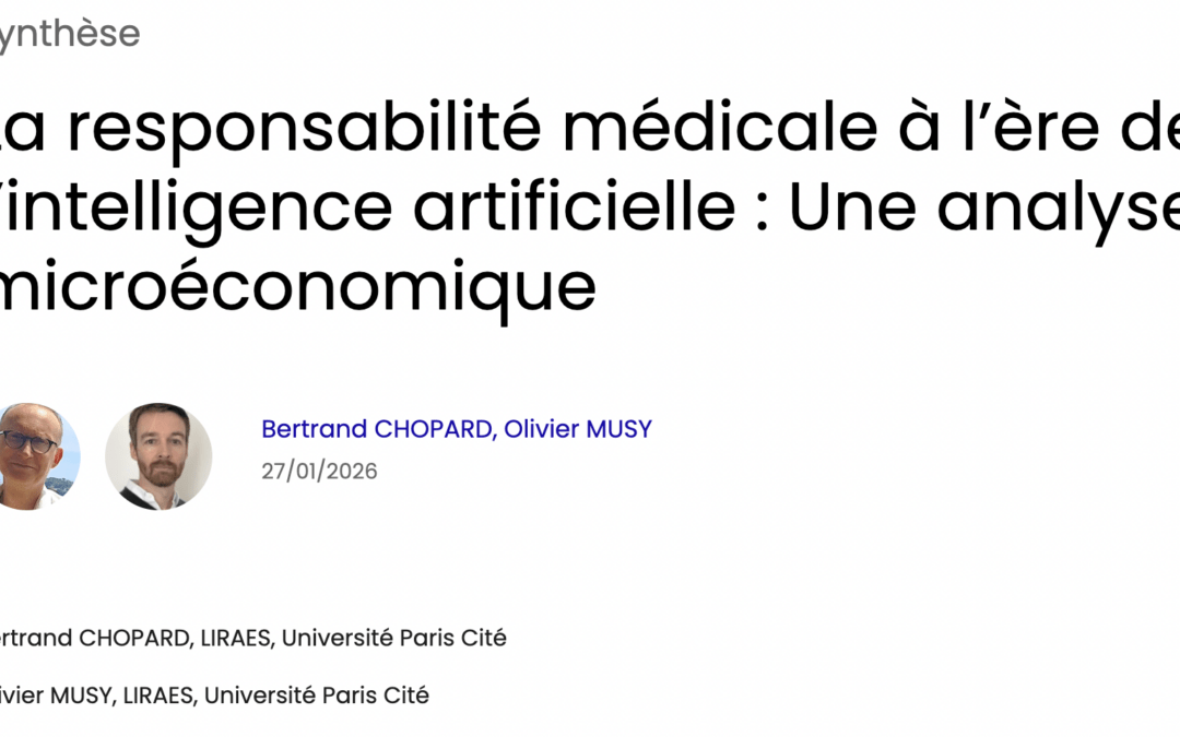 La responsabilité médicale à l’ère de l’intelligence artificielle : une analyse microéconomique